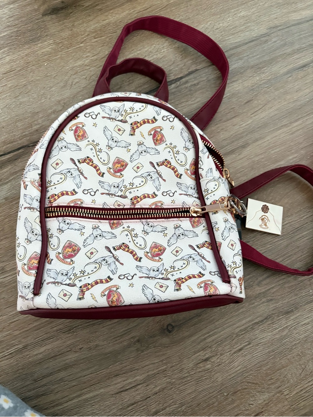 Harry Potter backpack purse in Cream with Burgundy Accents